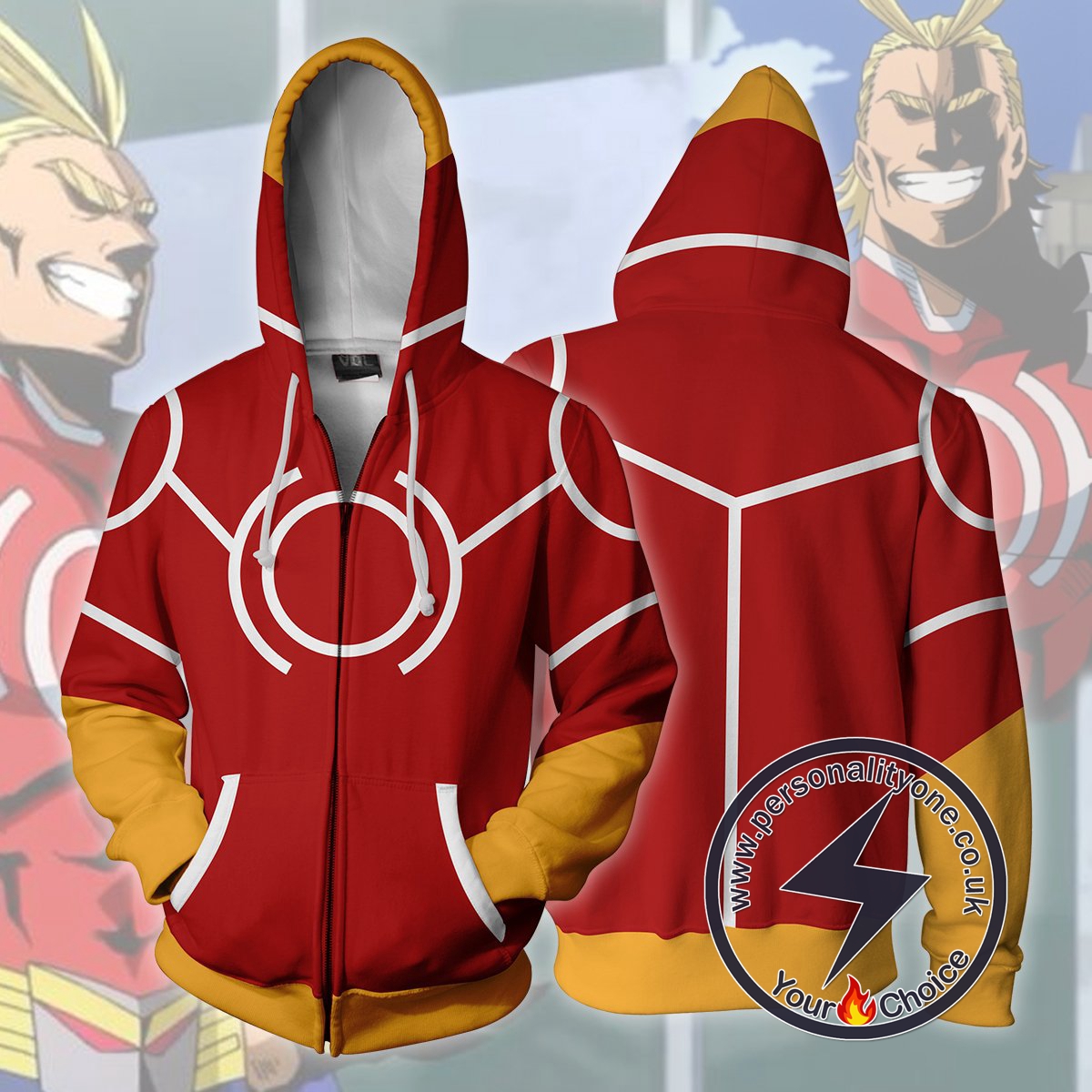 My Hero Academia Hoodies - All Might Silver Age Boku No Hero Academia Zip Up Hoodie Jacket
